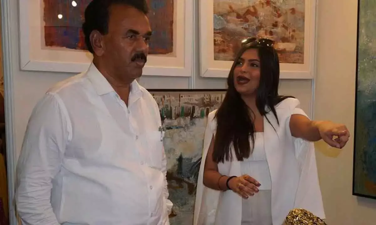 Telangana Tourism Minister Jupally Krishna Rao exploring art installations showcased at India Art Festival that kicked off in the city on Friday