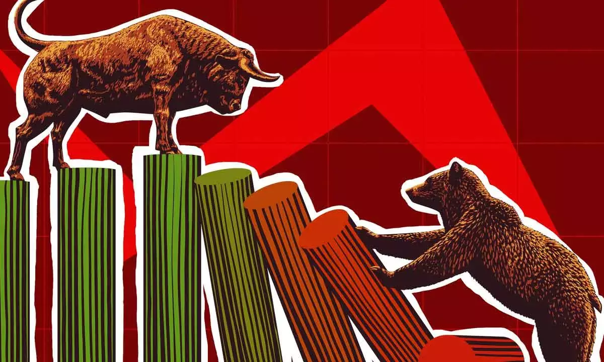 Sensex gyrates 959 pts, ends flat