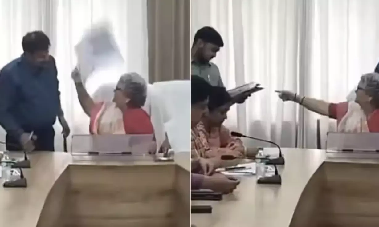 Kanpur Mayor loses cool, tosses file at government official over officials negligence in nullah cleaning: WATCH