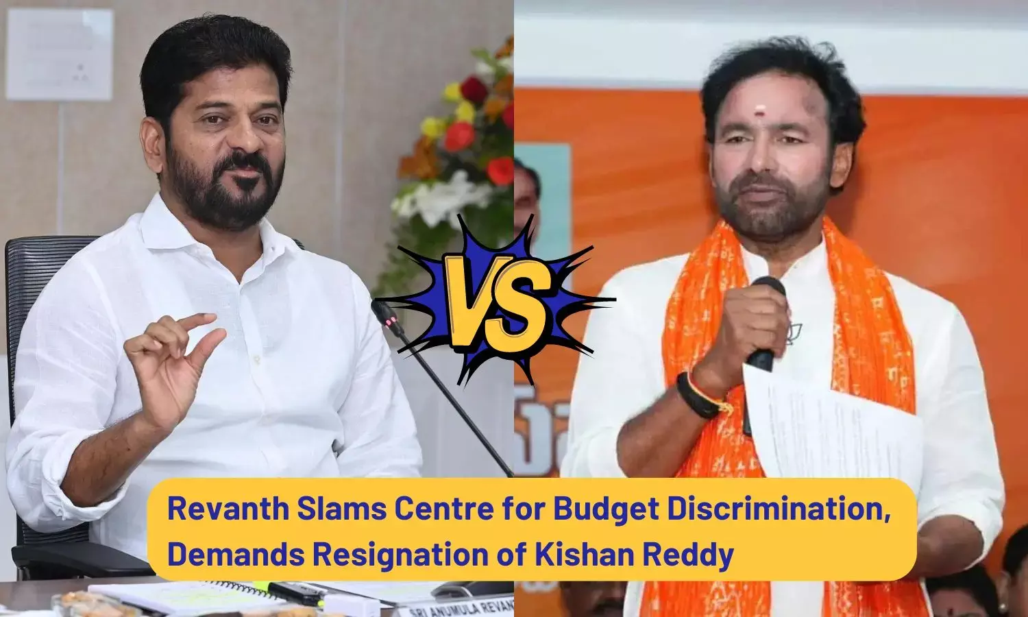 Revanth Slams Centre for Budget Discrimination, Demands Resignation of Kishan Reddy