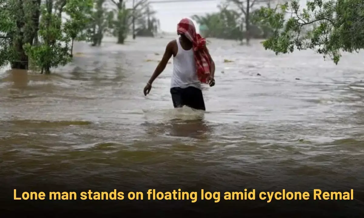 Meghalaya is Not for Beginners: Lone man stands on floating log amid cyclone Remal! Video