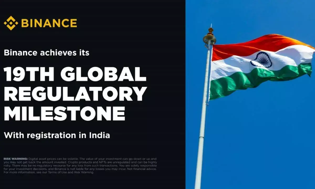 Binance achieves its 19th Global Regulatory Milestone with Registration in India