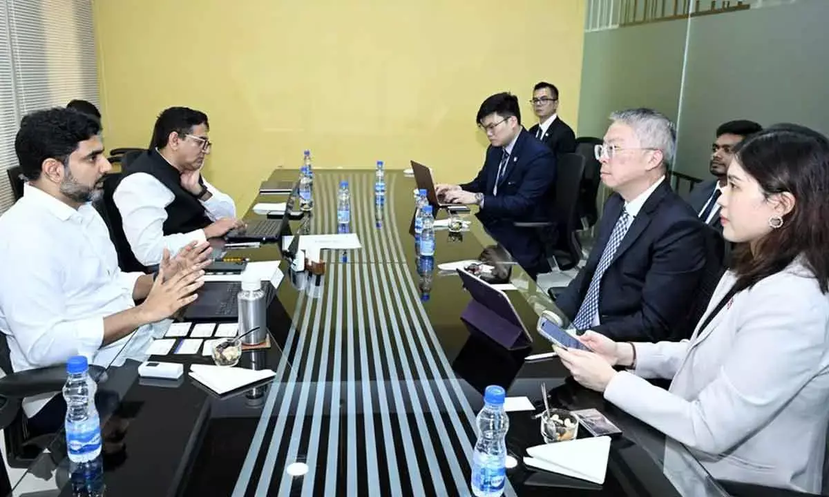 Lokesh pitches for Foxconn manufacturing city in Andhra