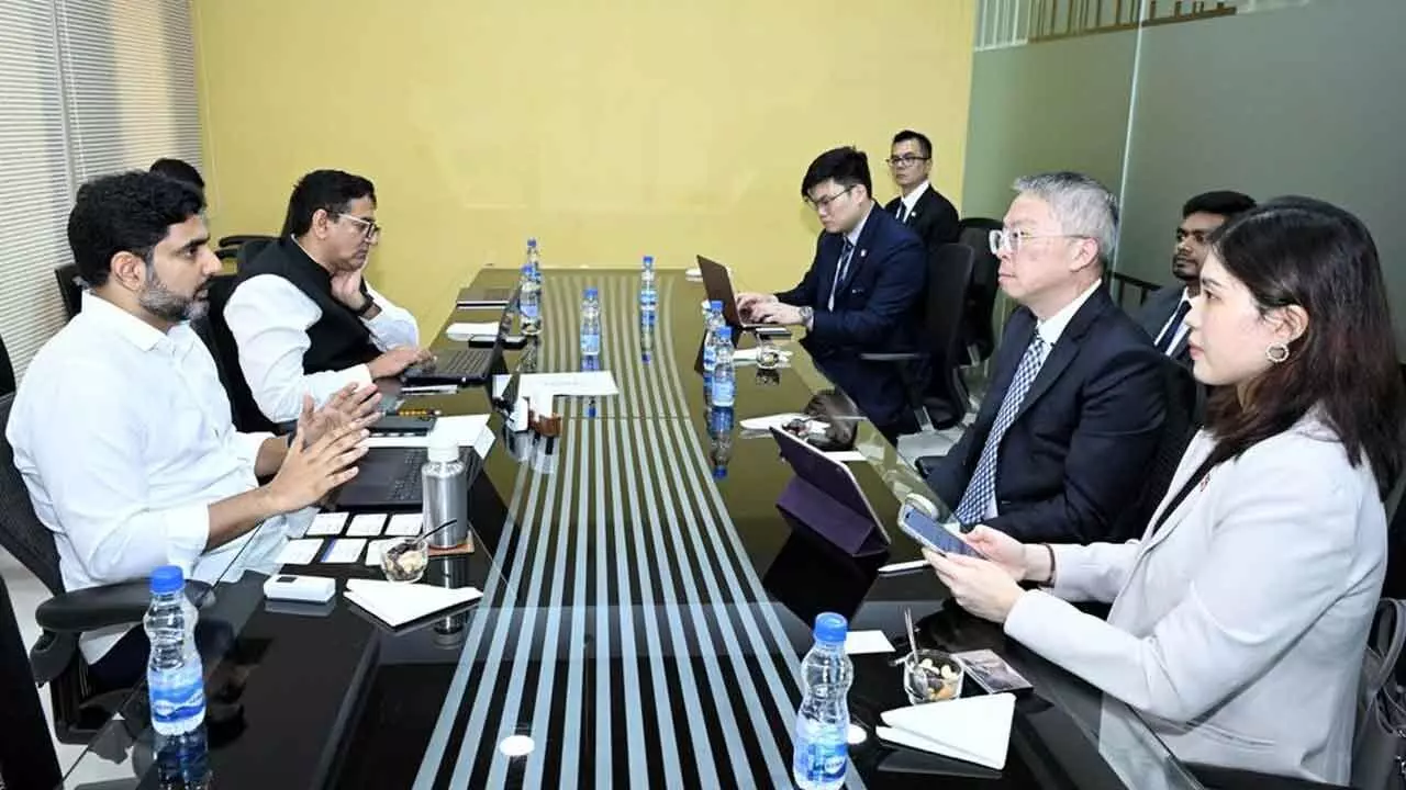 Lokesh pitches for Foxconn manufacturing city in Andhra