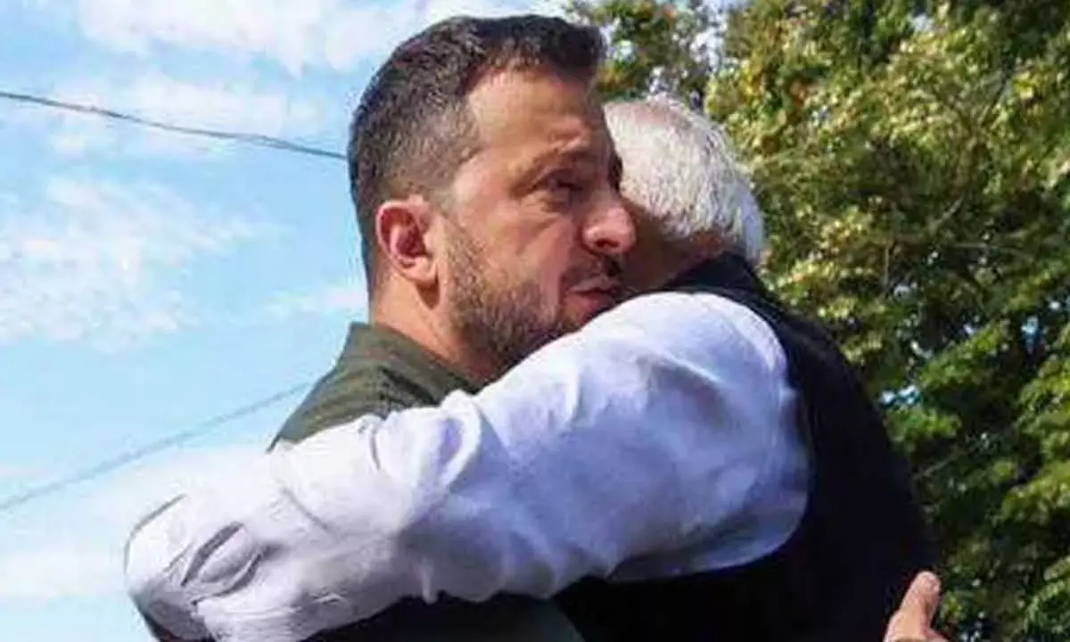 Amid war shadows, Zelenskyy hugs Modi