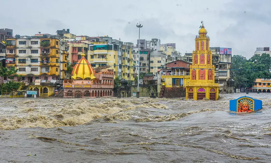 Godavari river in spate as rains lash Nashik