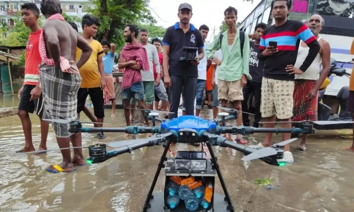 Drones Assisting Flood Relief Operations in Andhra Pradesh