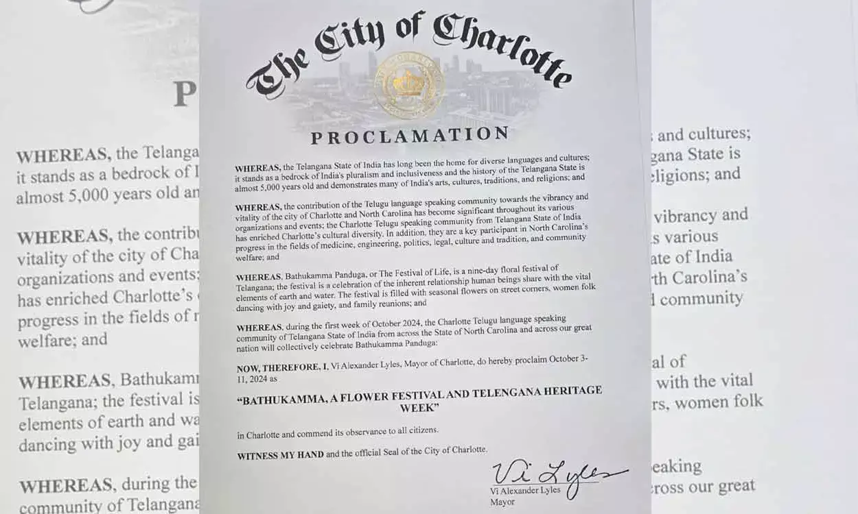Charlotte, NC, Officially Acknowledges Bathukamma Festival