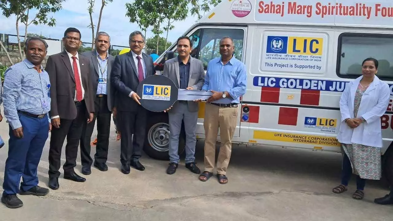LIC Donates Ambulance To Sahaj Marg Hospital LIC Donates Ambulance To Sahaj Marg Hospital