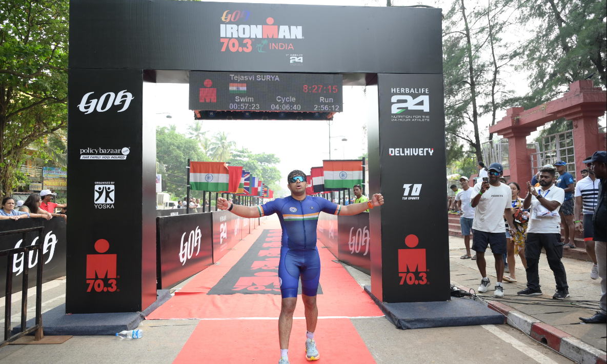 Tejasvi Surya Becomes the first Member of Parliament to Complete IRONMAN 70.3 Goa