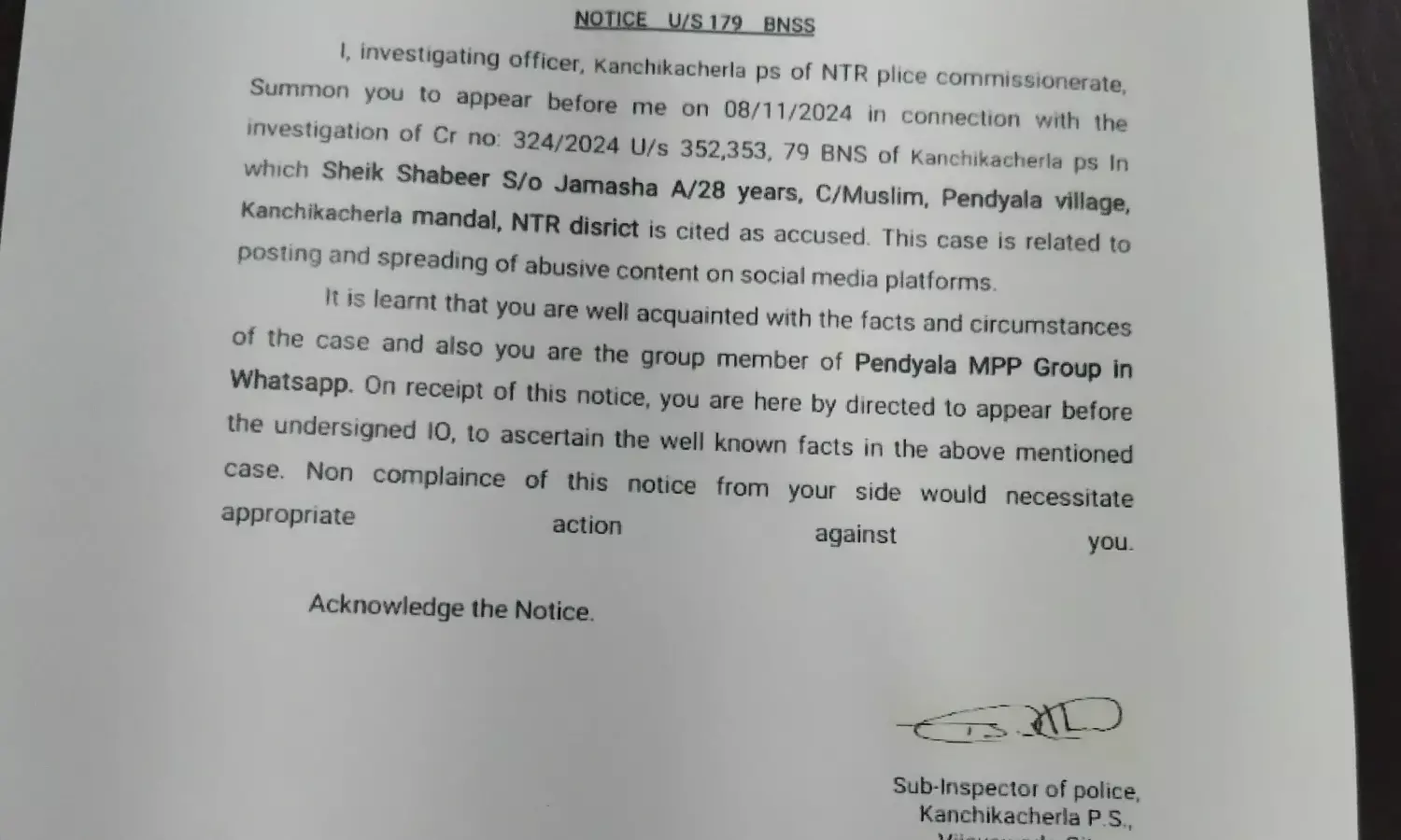 YCP Social Media activists Receive Police Notices in unprecedented move to “harass”