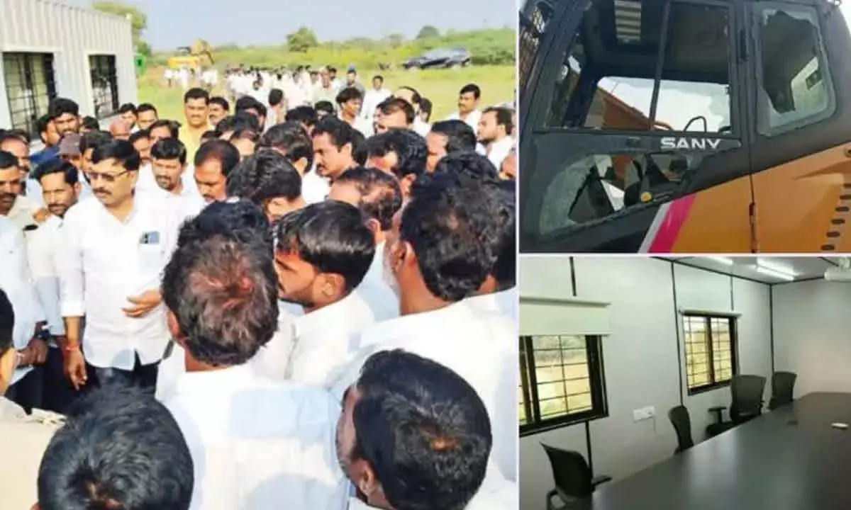 BJP MLA’s Supporters Attack Adani Office In AP