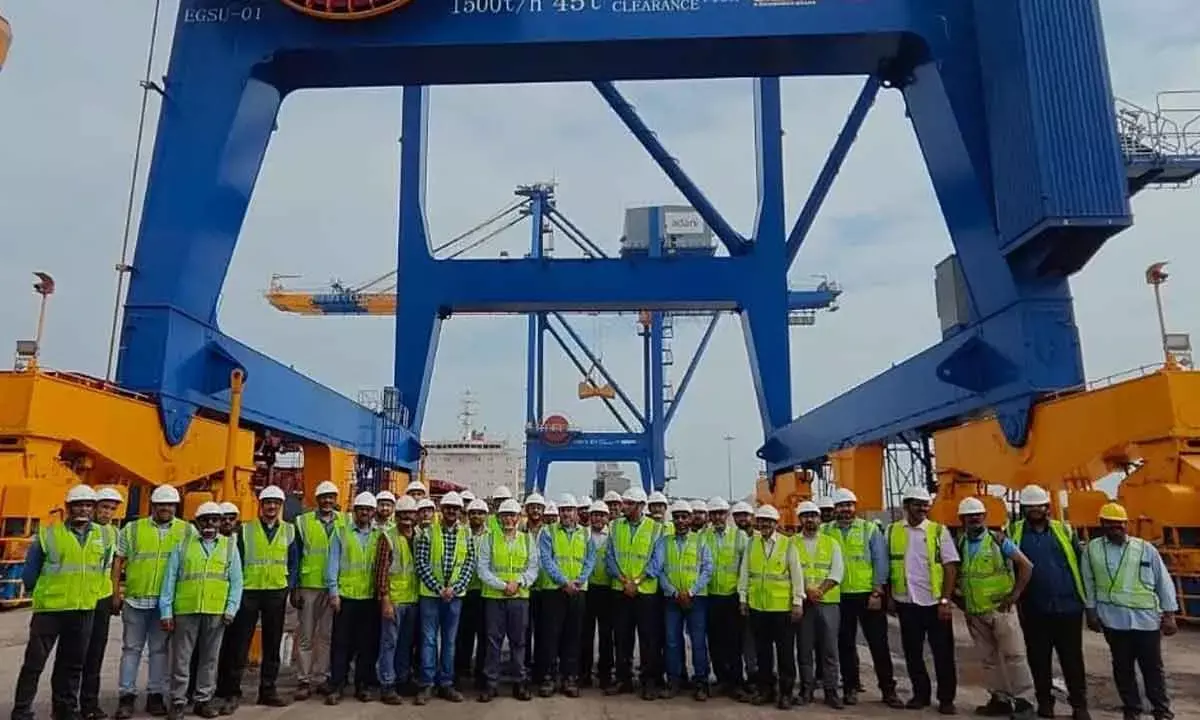 Adani Gangavaram Port Inducts Grab Ship Cranes