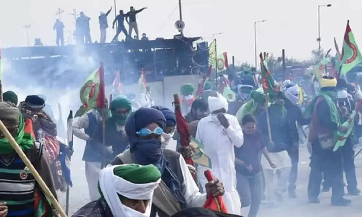 Marching Farmers Stopped At Barricades, Teargas Shells Fired