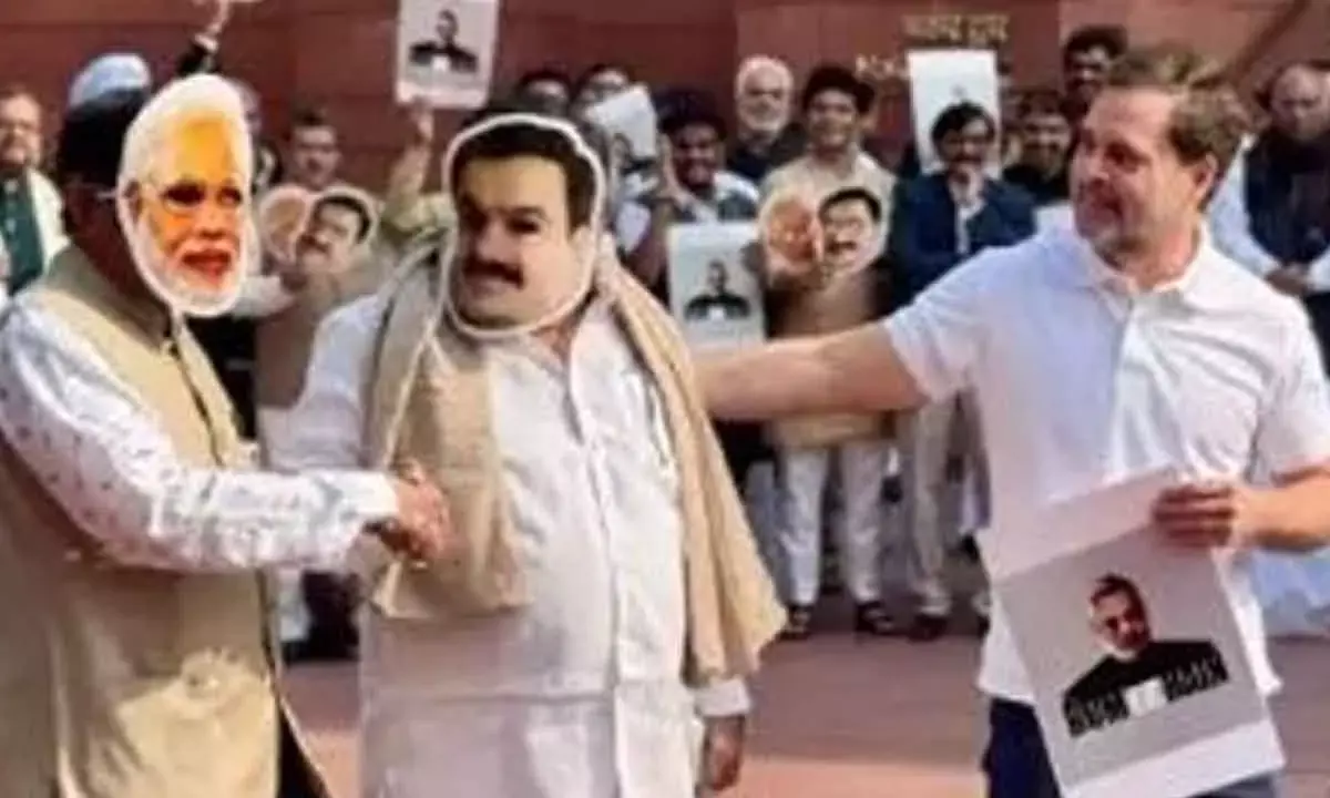 Rahul Takes A Dig At PM, Adani With Mock Interview On Parliament Premises