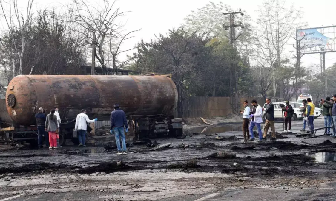 11 Killed in Devastating LPG Tanker Explosion on Jaipur-Ajmer Highway, 40 Vehicles Engulfed in Flames