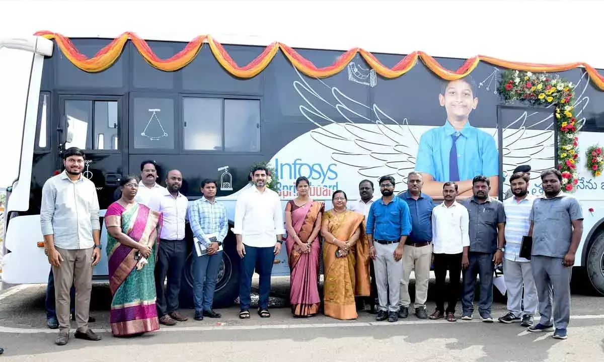 Lokesh Inspects AP-Maker-Lab-On-Wheels Prototype