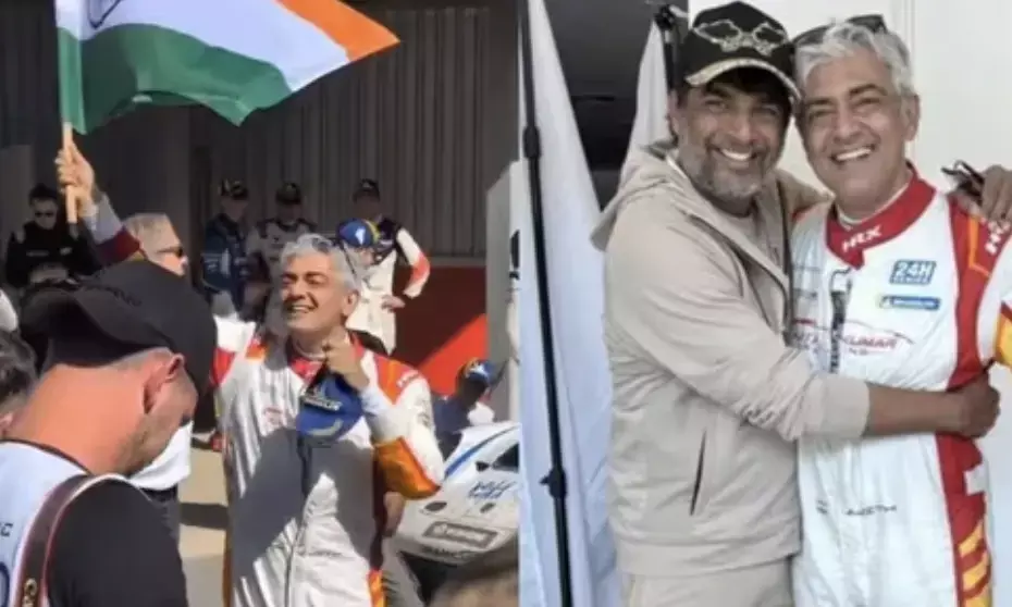 Ajith Kumar waves Indian flag after wins at Dubai 24H 2025; celebrities shower him with praise Ajith Kumar waves Indian flag after wins at Dubai 24H 2025; celebrities shower him with praise
