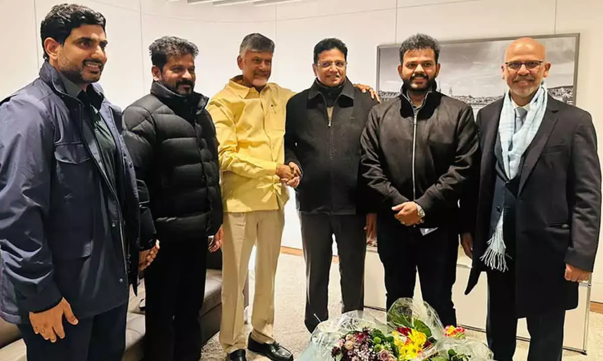 Telugu CMs Meet In Zurich