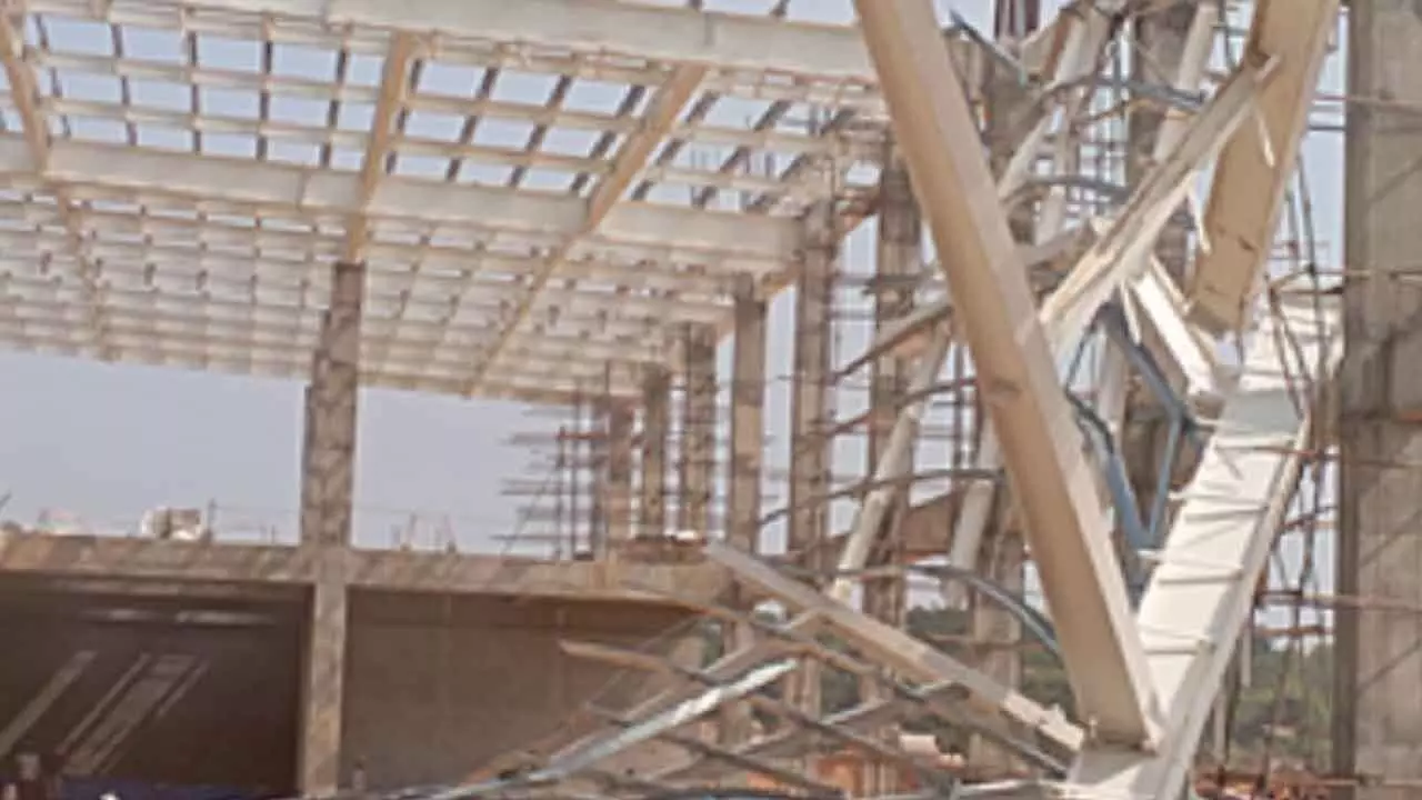 Part Of Under-Construction Terminal At Rjy Airport Collapses Part Of Under-Construction Terminal At Rjy Airport Collapses