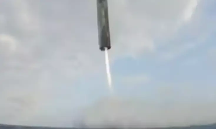 Elon Musk shares stunning video of SpaceX starships rare vertical water landing