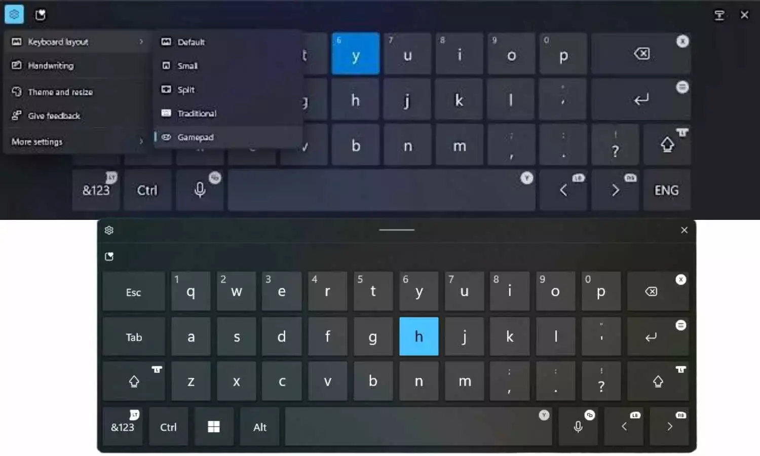 Microsoft introduces a redesigned gamepad keyboard layout for Windows 11