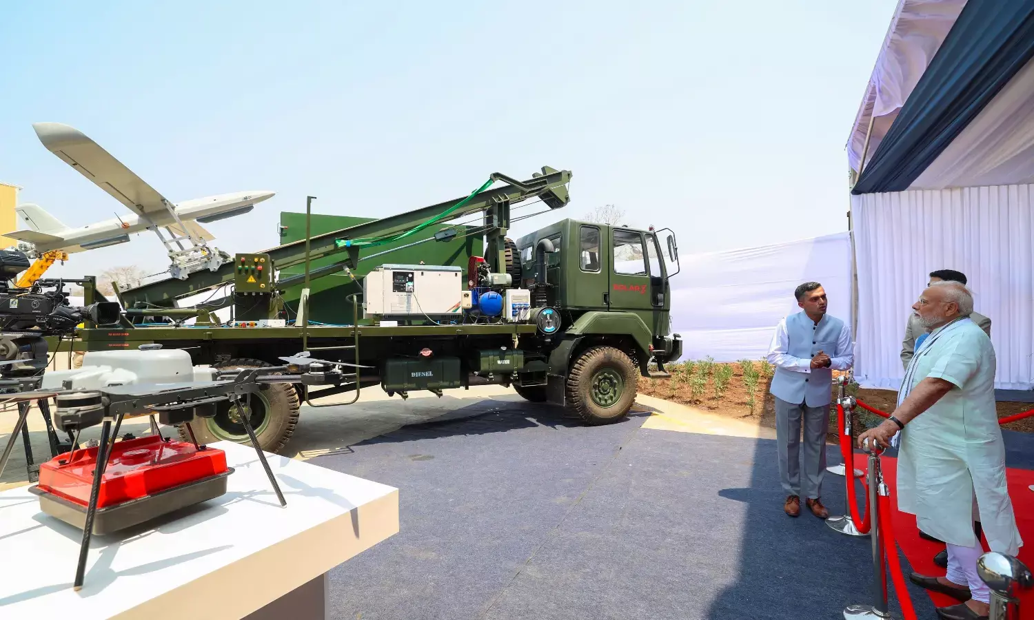 PM Modi inaugurates Solar Defence and Aerospaces Loitering Munition Test Range PM Modi inaugurates Solar Defence and Aerospaces Loitering Munition Test Range