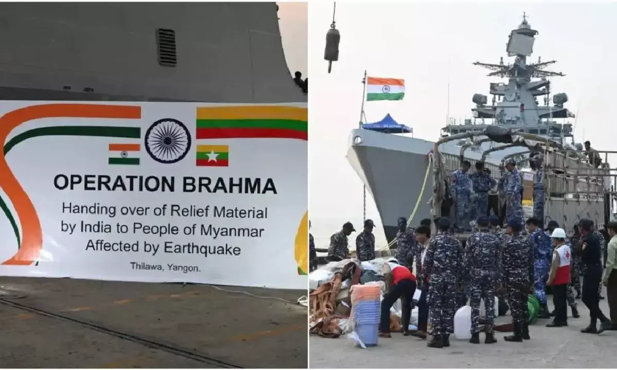 Myanmar Receives Relief Aid from Indian Navy Under Operation Brahma