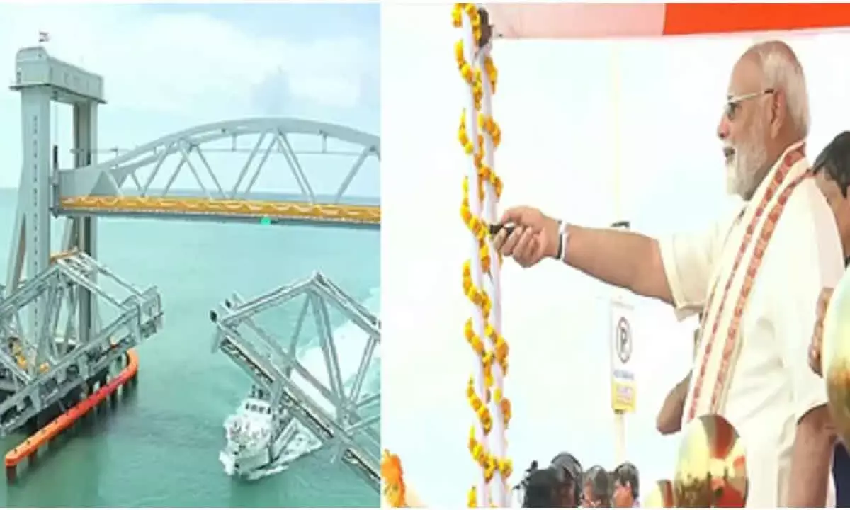 PM Modi Opens Indias First Vertical-Lift Pamban Sea Bridge