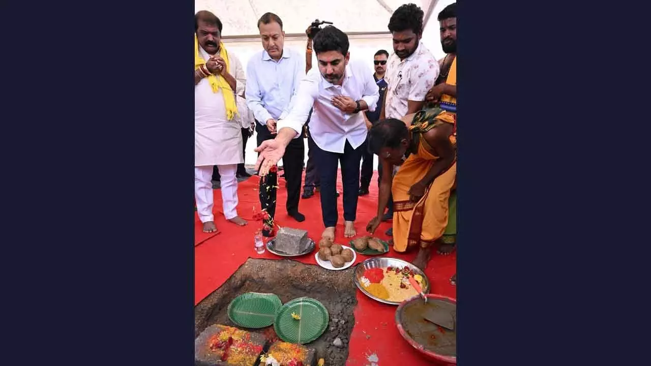 Lokesh Lays Stone For India’s Largest Single Site RE Hybrid Complex Lokesh Lays Stone For India’s Largest Single Site RE Hybrid Complex
