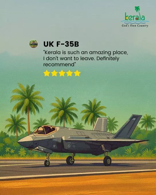 British F-35 Fighter Jet Becomes Star of Kerala Tourism After Emergency Landing British F-35 Fighter Jet Becomes Star of Kerala Tourism After Emergency Landing