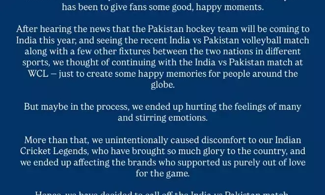 India vs Pakistan Match Cancelled at WCL 2025 After Backlash From Legends, Sponsors