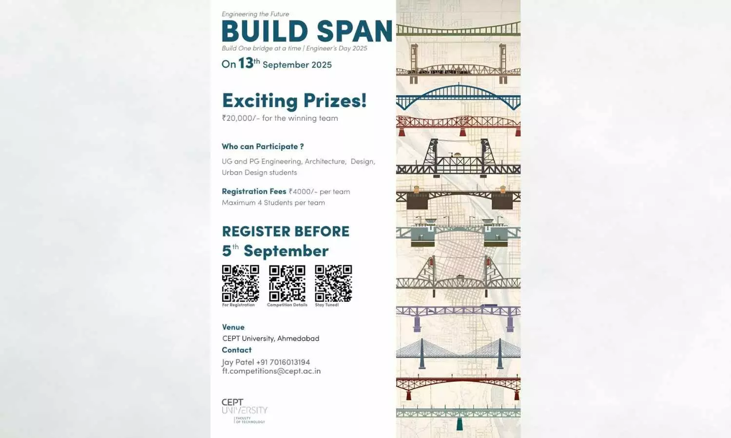 CEPT University’s BUILDSPAN 2025 – Bridge Design & Making Competition CEPT University’s BUILDSPAN 2025 – Bridge Design & Making Competition