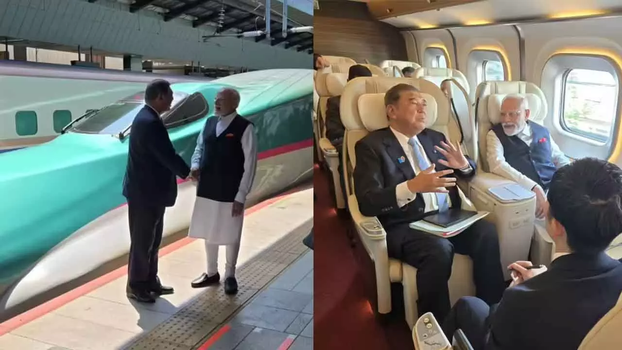 PM Modi Takes Bullet Train Ride With Japan PM Ishiba From Tokyo to Sendai PM Modi Takes Bullet Train Ride With Japan PM Ishiba From Tokyo to Sendai