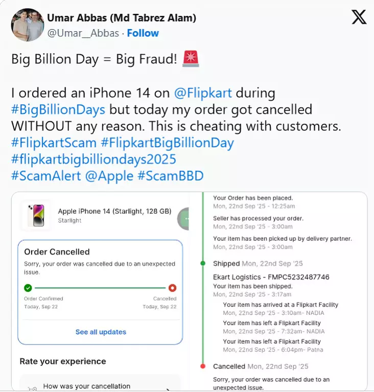 Flipkart Big Billion Days 2025: iPhone 16, iPhone 16 Pro Orders Cancelled, Buyers Call It a ‘Scam’