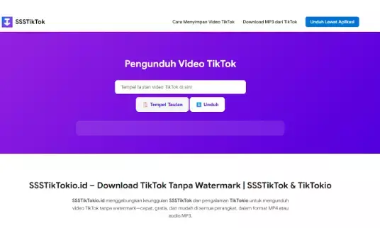 SSSTikTok – Unduh Video TikTok Tanpa Watermark, MP4 & MP3 Gratis di ssstiktokio.id