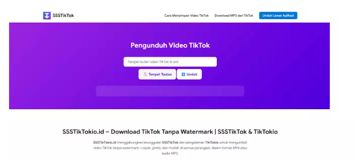 SSSTikTok – Unduh Video TikTok Tanpa Watermark, MP4 & MP3 Gratis di ssstiktokio.id