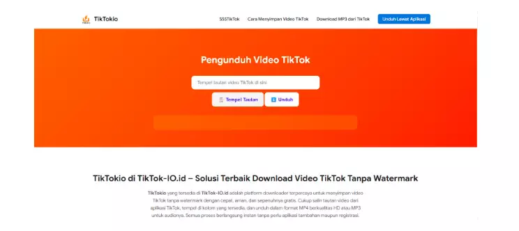 TikTokio – Unduh Video TikTok Tanpa Watermark di TikTok-io.id