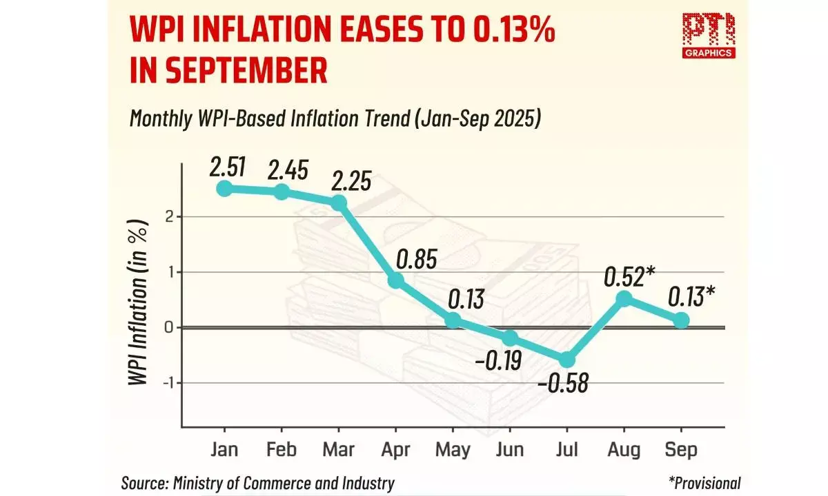 WPI inflation falls to 0.13% in Sept