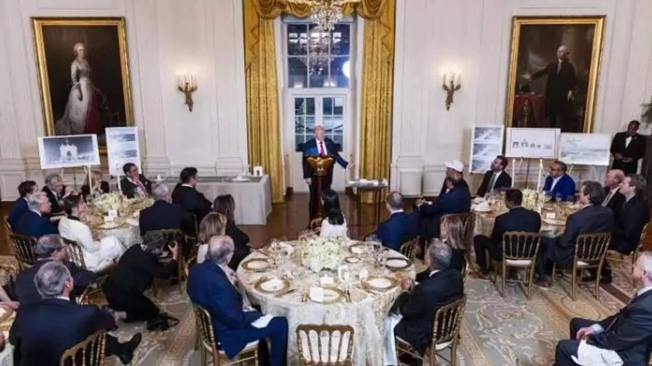 Trump hosts lavish donor dinner to unveil $250 mn White House ballroom Trump hosts lavish donor dinner to unveil $250 mn White House ballroom
