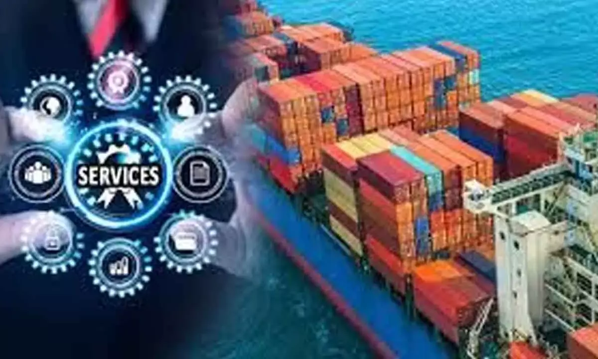 Services surge as goods falter