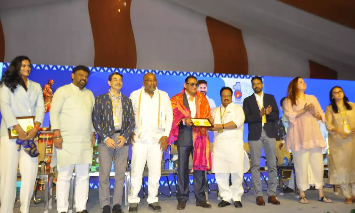 Telangana Ministers and Sports Icons Felicitated at Olympic Gold Quest During Telangana Rising Global Summit 2047