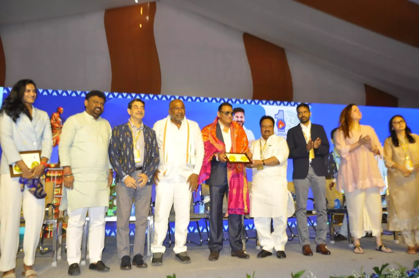 Telangana Ministers and Sports Icons Felicitated at Olympic Gold Quest During Telangana Rising Global Summit 2047
