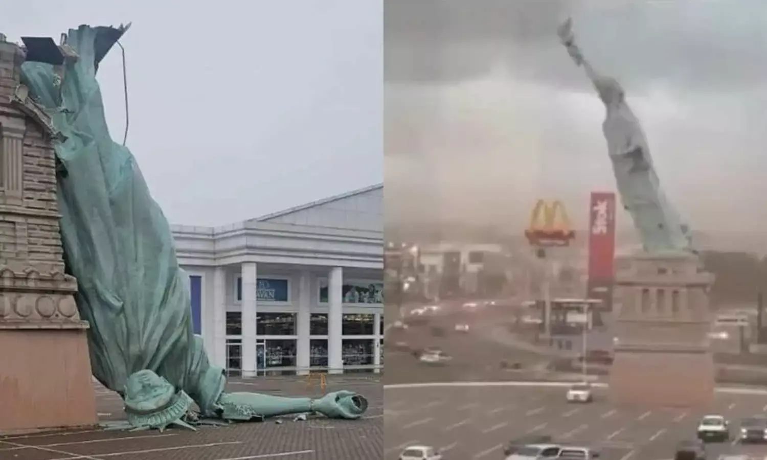 79-Foot Statue of Liberty at Havan Megastore Crashes in Brazil Storm