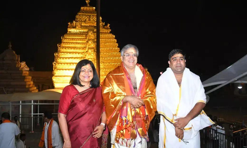 Election Commissioner Gnanesh Kumar Offers Special Prayers at Srisailam Temple with Wife