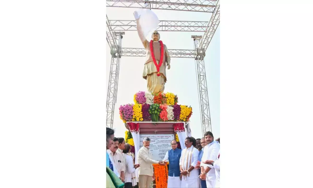 Vajpayee statue unveiled at Amaravati to mark centenary fete