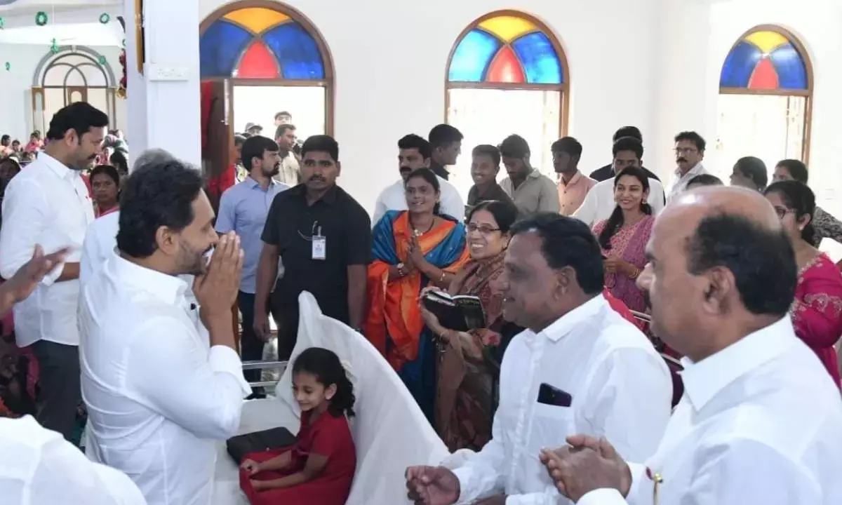Jagan attends Christmas prayers in Pulivendula