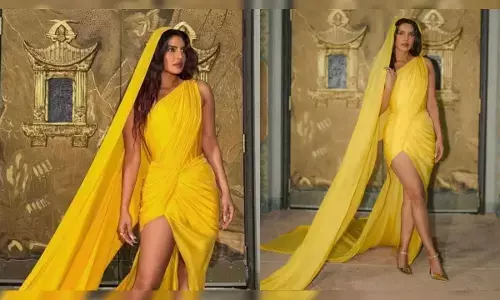 Priyanka Chopra Stuns in Yellow Gaurav Gupta Saree-Gown at the Bluff After-Party;  Nick Jonas Wins Hearts Wearing Her Mangalsutra Bracelet