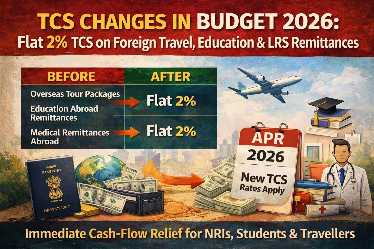 TCS Reduction to 2% Simplifies Overseas Travel and Education Costs