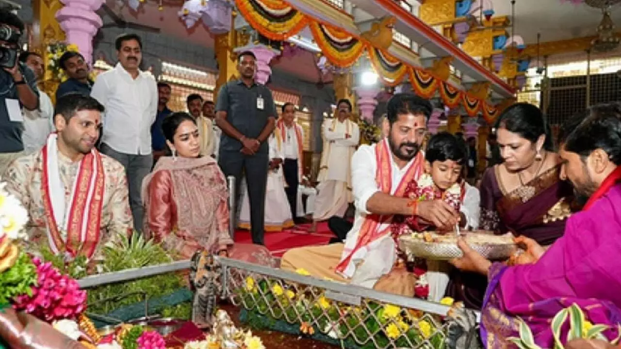 CM Revanth lays stone for `225-cr Basara temple renovation work CM Revanth lays stone for `225-cr Basara temple renovation work